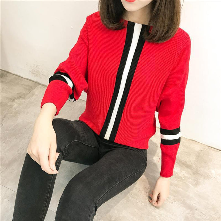 Pull en tricot oversize pour femmes avec rayures décoratives Chic & Stil