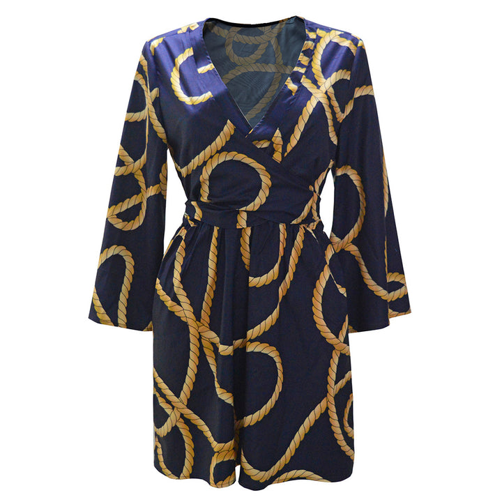 Women's wrap dress with graphic rope pattern and elegant sleeves Lune London
