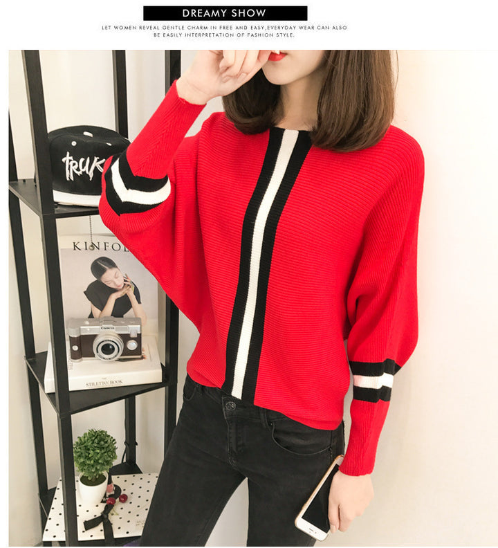 Lune London Women's Wide Sleeve Striped Sweater