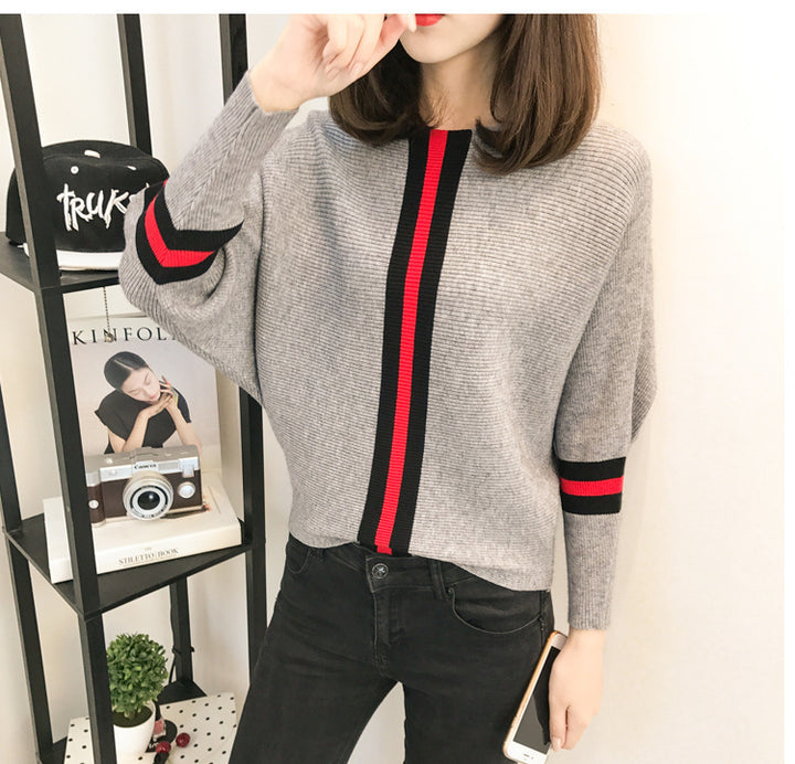 Lune London Women's Wide Sleeve Striped Sweater