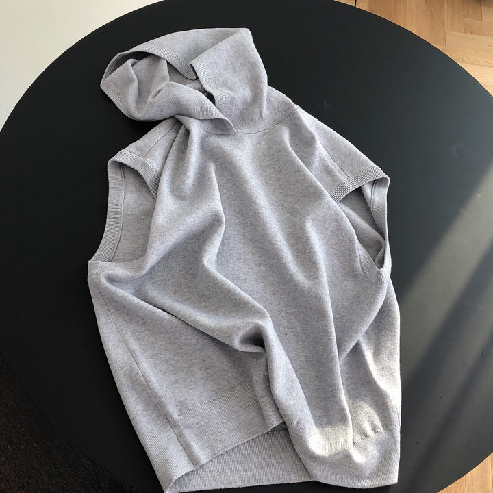 Women's Sleeveless Hooded Knit Vest in Oversize Cut made of fine knit Amarae