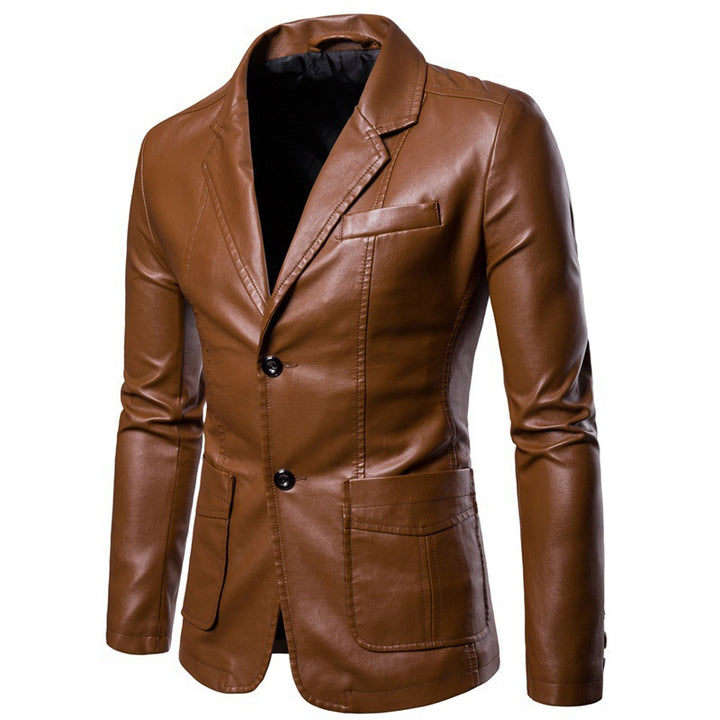 Elegant blazer in faux leather for men with slim fit Lune London