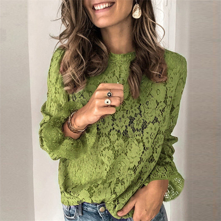 Women's Lace Blouse with Floral Design and Casual Cut Lune London