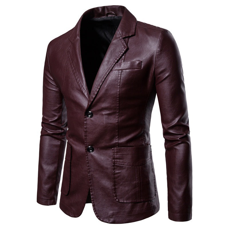 Elegant blazer in faux leather for men with slim fit Lune London