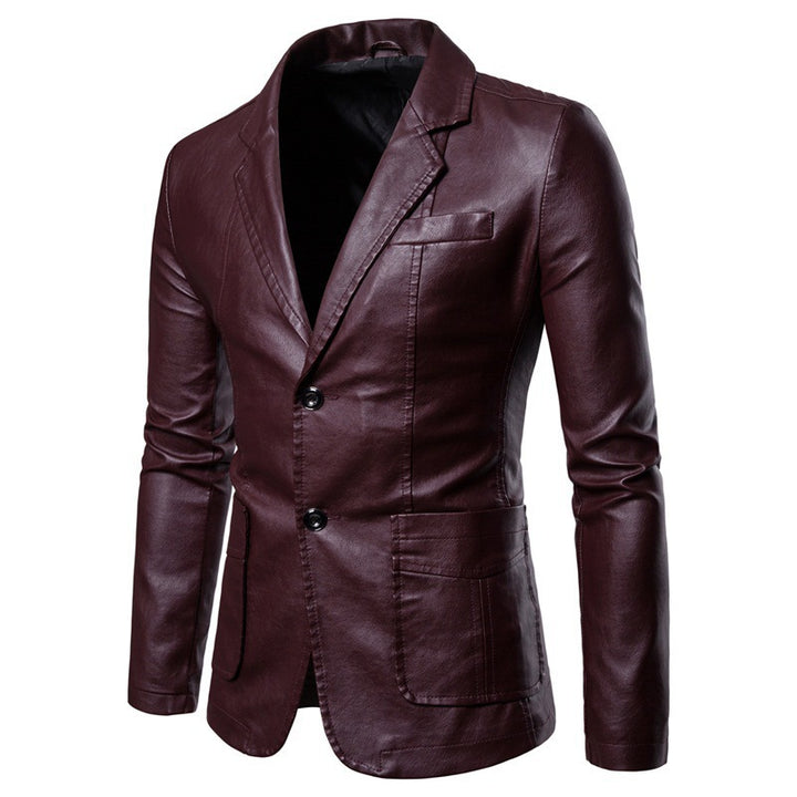 Elegant blazer in faux leather for men with slim fit Lune London