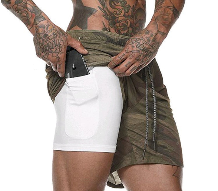 Multifunctional sports shorts for men with integrated shorts and practical pockets Lune London