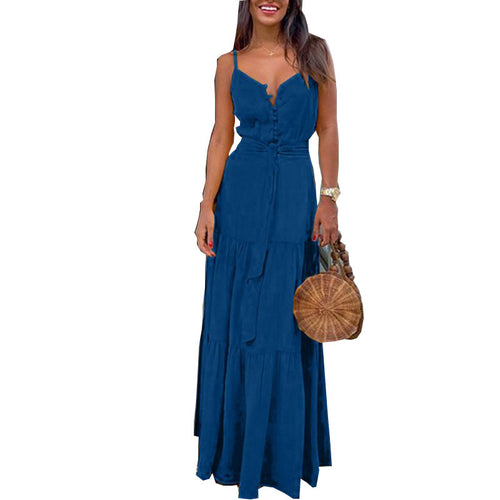 Women’s maxi dress with buttoned front and flowing skirt Amarae