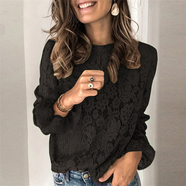 Women's Lace Blouse with Floral Design and Casual Cut Lune London
