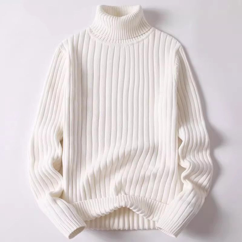 Men's cotton knit pullover with stand-up collar