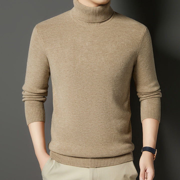 Men's turtleneck sweater with wool content, thick