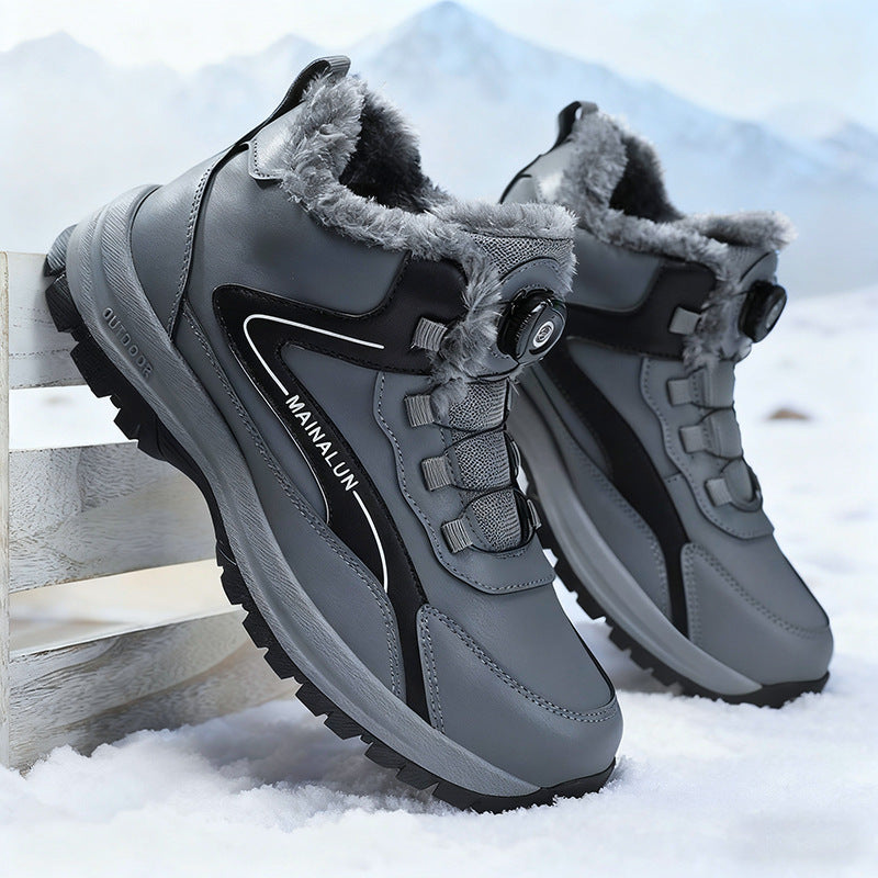 Padded men's winter boots, slip-resistant and warm