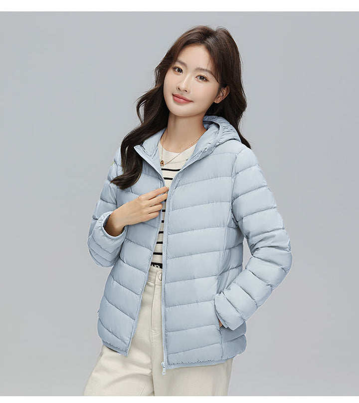 Lightweight down jacket with hood for women