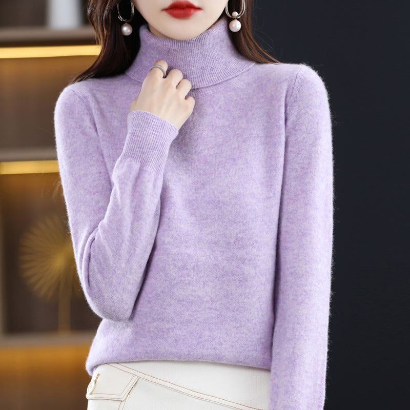 Elegant women's turtleneck sweater, knit, loose fit