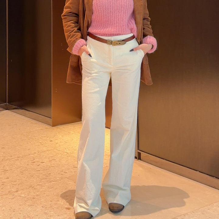 Women's corduroy trousers, straight cut, cotton, French style