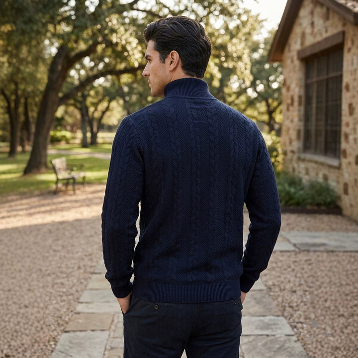 Men's knit sweater, roll neck, breathable, sporty