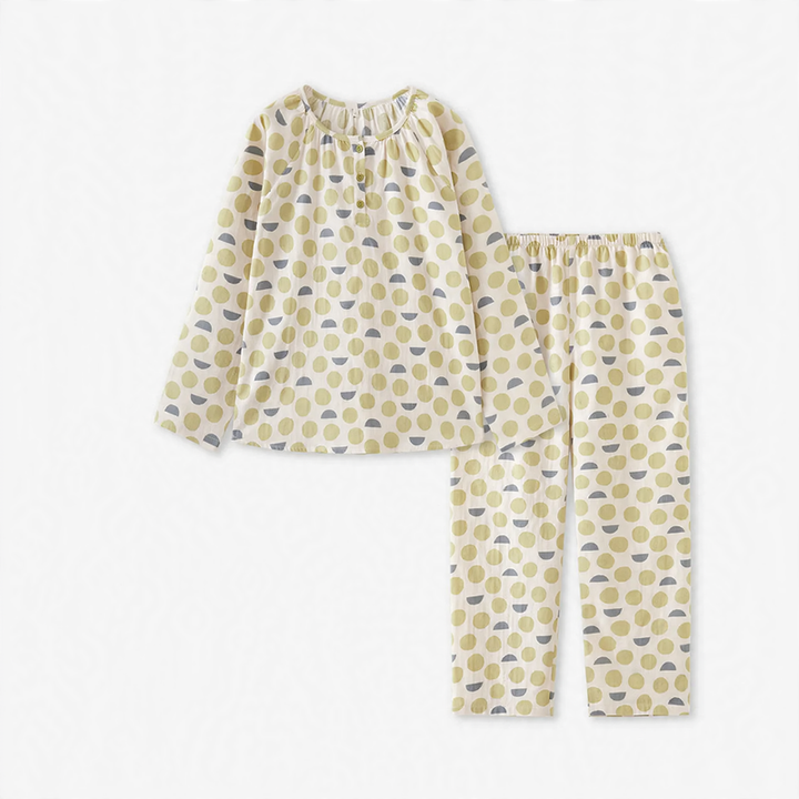Cotton gauze pajama set for couples, long-sleeved