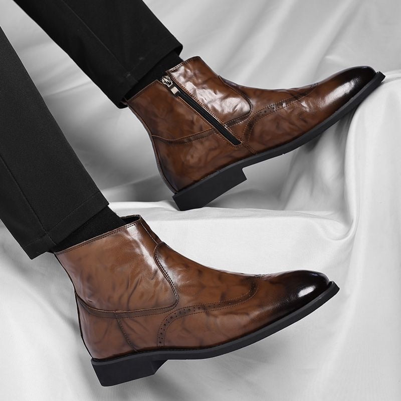 Men's leather boots, business-casual, lined