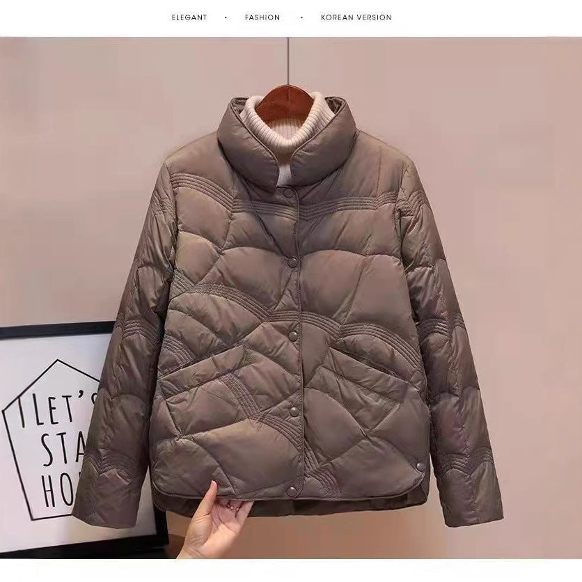 Lightweight, short down jacket for women, white duck down