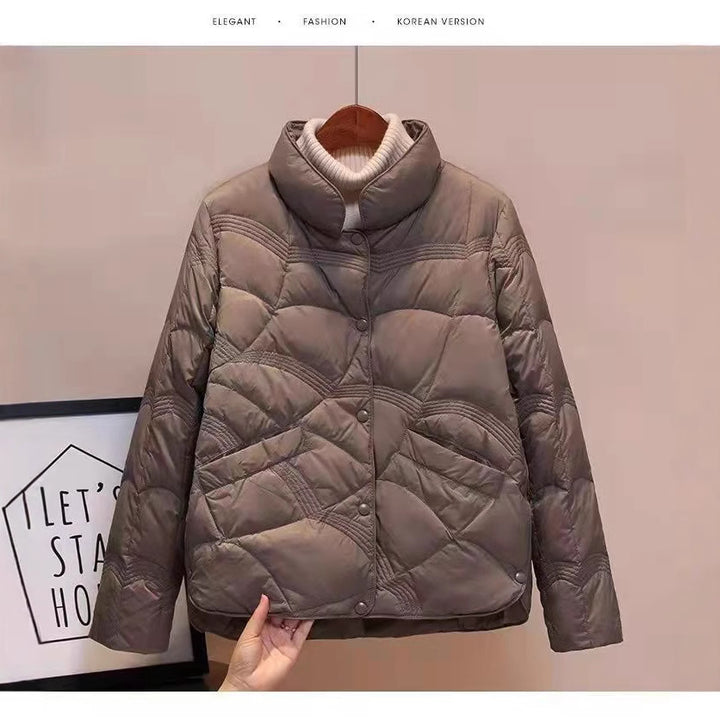 Lightweight, short down jacket for women, white duck down