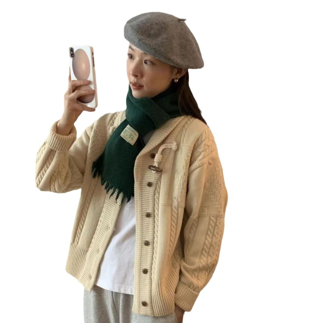 Merino wool scarf, solid color, 15x158cm
