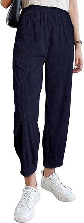Women's corduroy pants, high cut, tapered