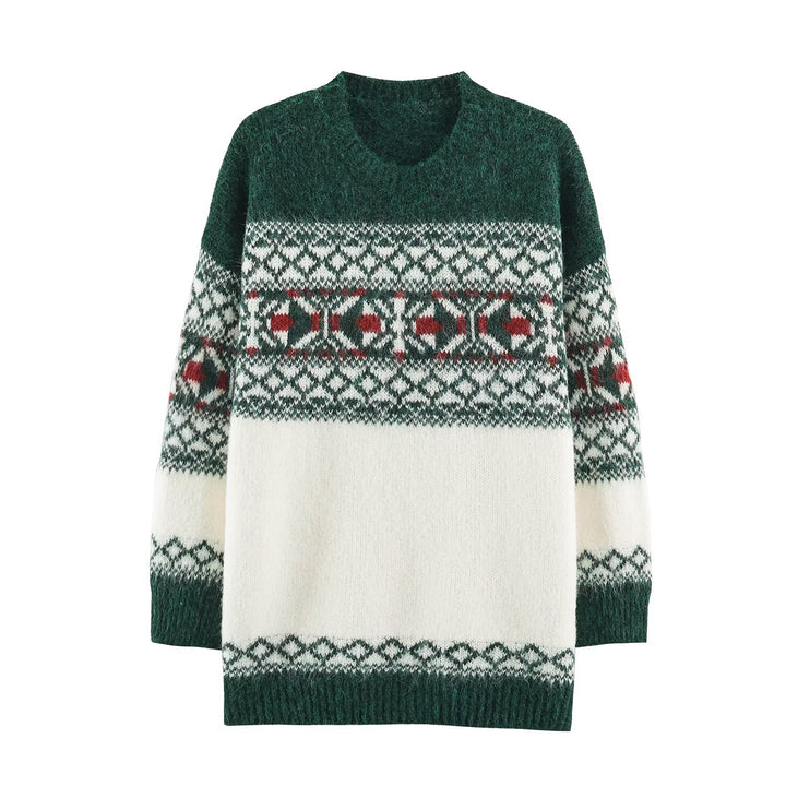 Fair-Isle knit sweater with round neckline