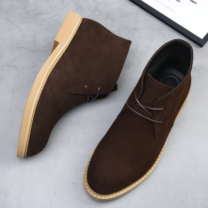 Men's desert boots, suede look, high fit