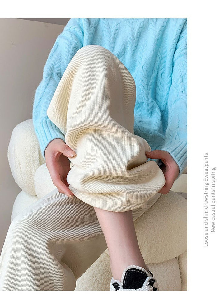 Padded cord wide pants with lamb fleece imitation