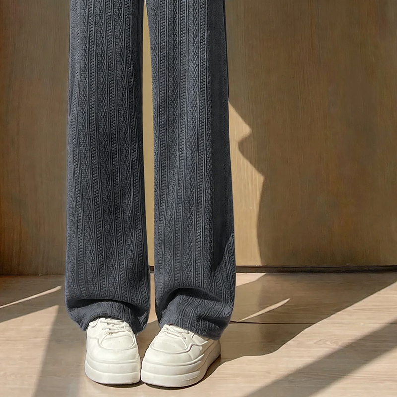 Women's corduroy pants, lined, wide cut