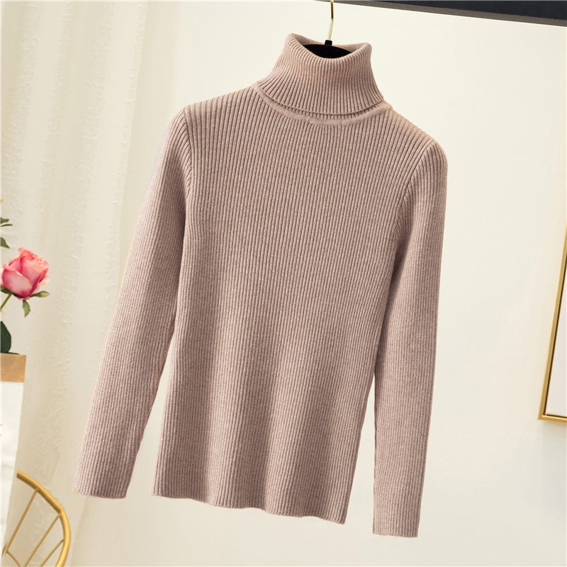 Women's turtleneck sweater, slim fit, solid color