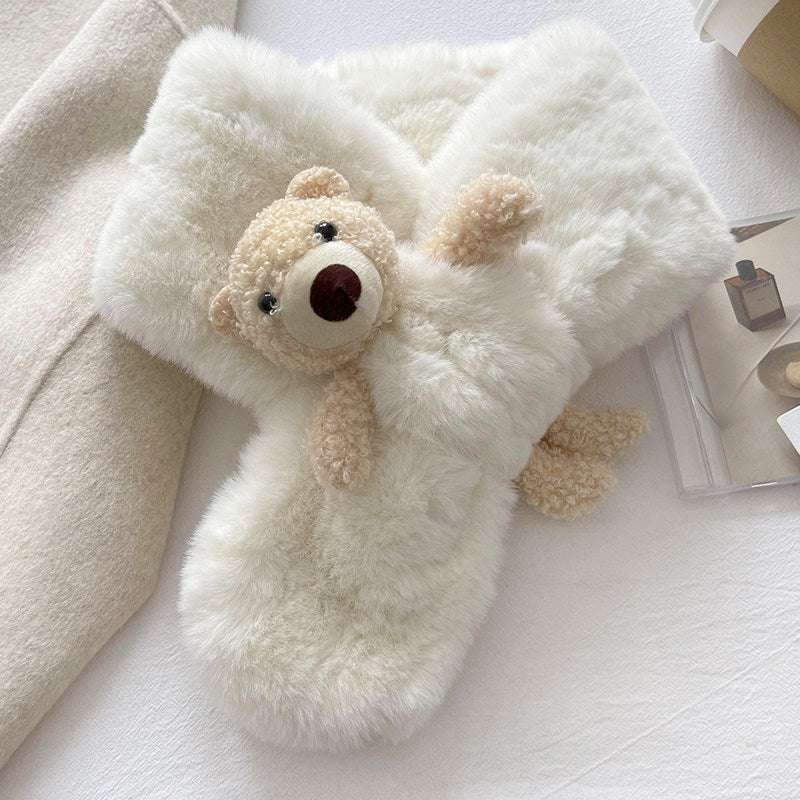 Fluffy faux fur cross scarf