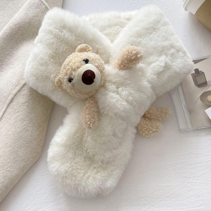 Fluffy faux fur cross scarf