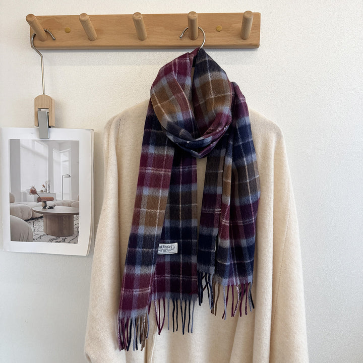 Wool scarf with check pattern, 100% wool, 165x30 cm