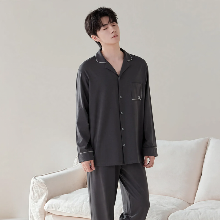 Lyocell-Cotton-Pajamas, Unisex, V-Neck