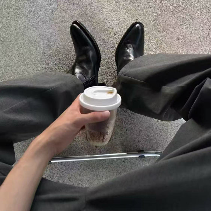 Vintage leather ankle boots with block heel