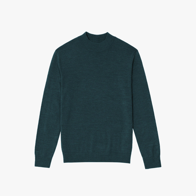 Men's knitted pullover, machine washable, stand-up collar