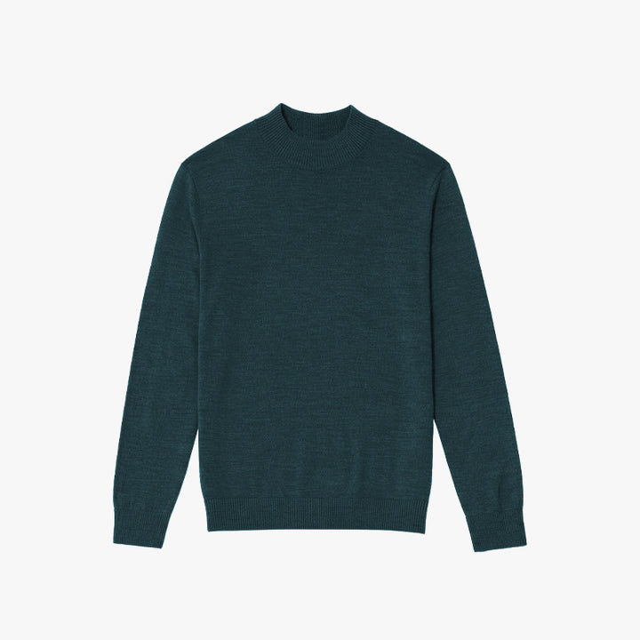 Men's knitted pullover, machine washable, stand-up collar