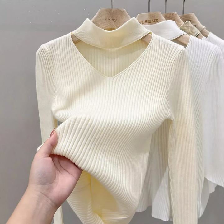 Elegant V-Neck Knit Sweater
