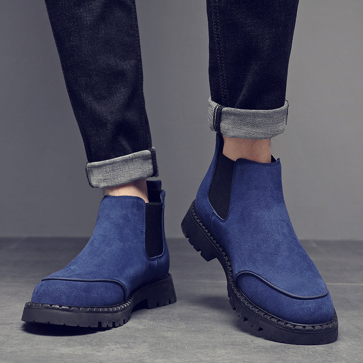 Men's Suede Ankle Boots, Lace-up Shoes with Platform