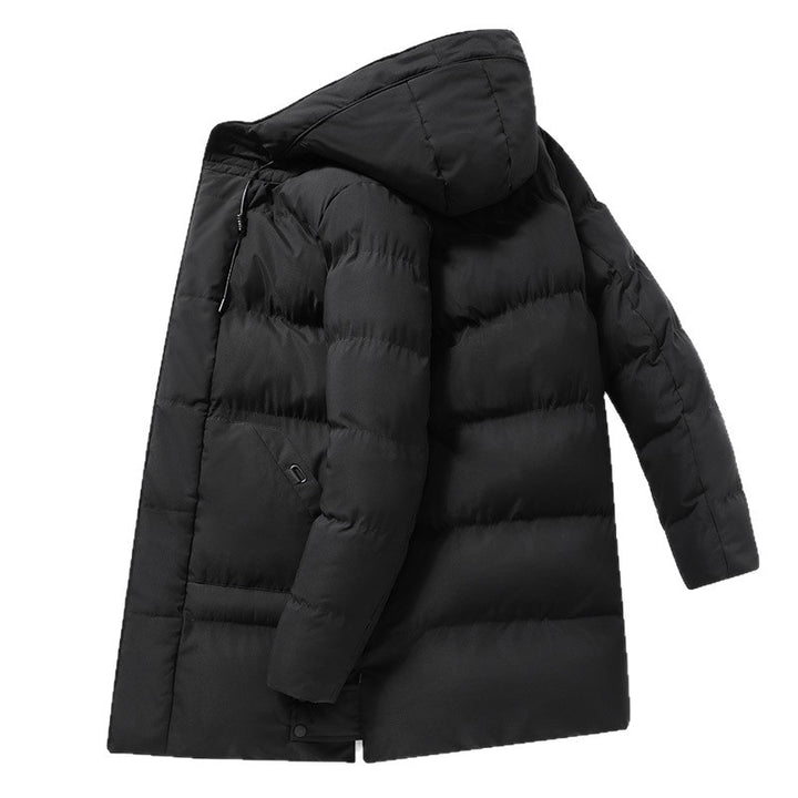 Long men's hooded jacket, insulated, windproof