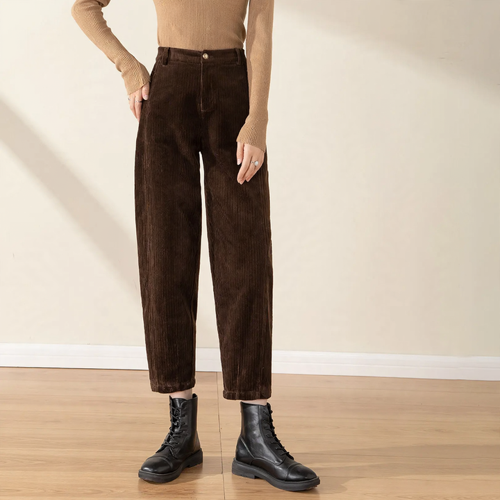 Women's Cord Trousers, high waisted, carrot shape
