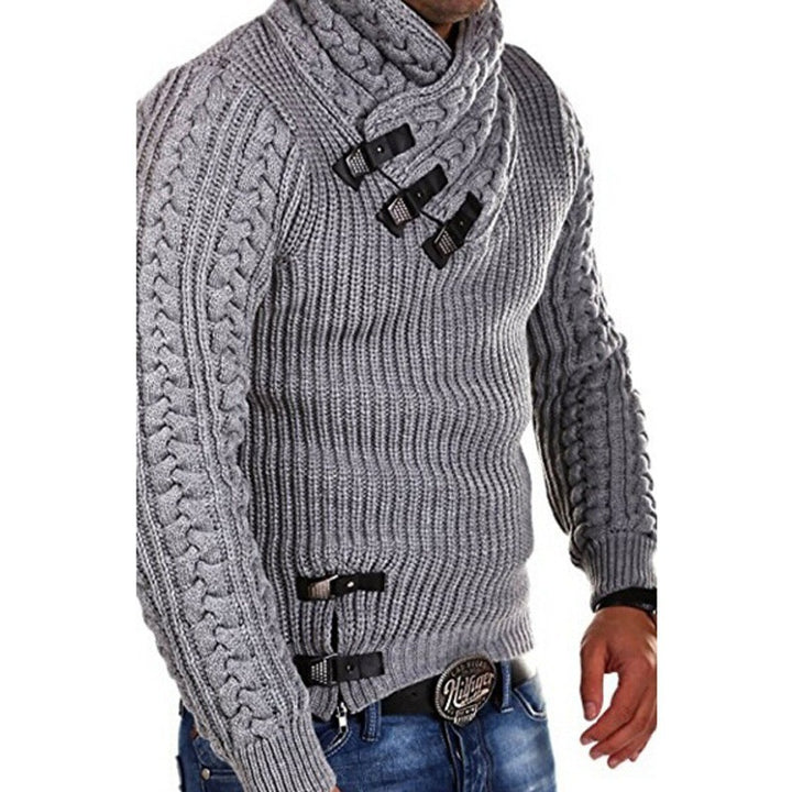 Men's knitted sweater with innovative shawl collar and exclusive button details Lune London
