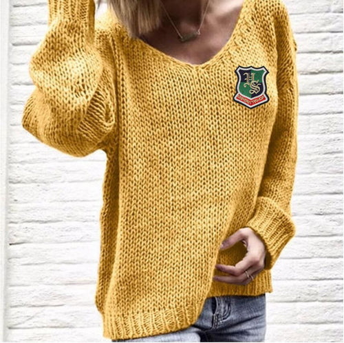 Thick knit sweater for women with deep V-neck and relaxed fit Amarael