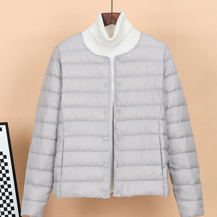 Lightweight, short down jacket as an underlayer