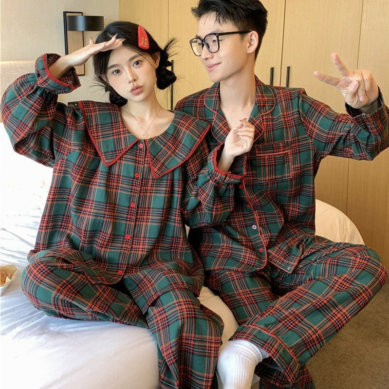 Pair-Pajama-Set, checked, brushed