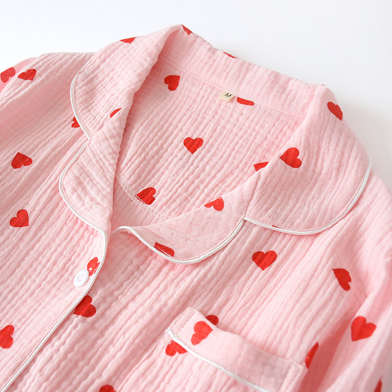 Women's pajamas, cotton gauze, long sleeves