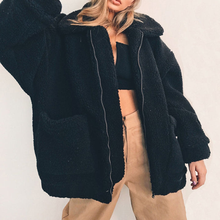Amarae | Women's Fleece Sweatshirt with Wide Collar