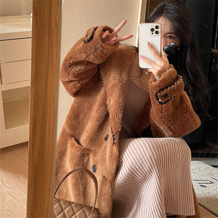 Women's Lambskin Coat with Sailor Collar