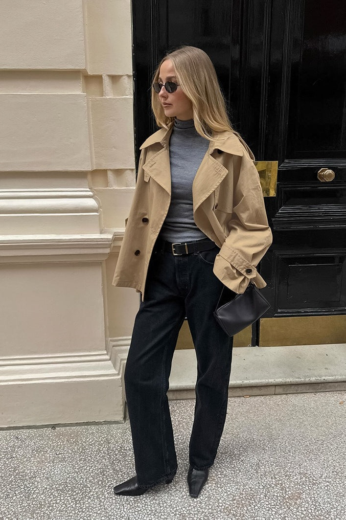 Amarae | Khaki Trench Collar Jacket