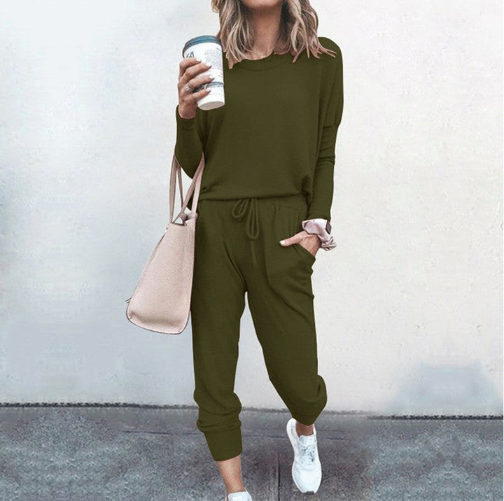 Women's Comfortable Jumpsuit with Stylish Round Neckline and Adjustable Waistband Lune London